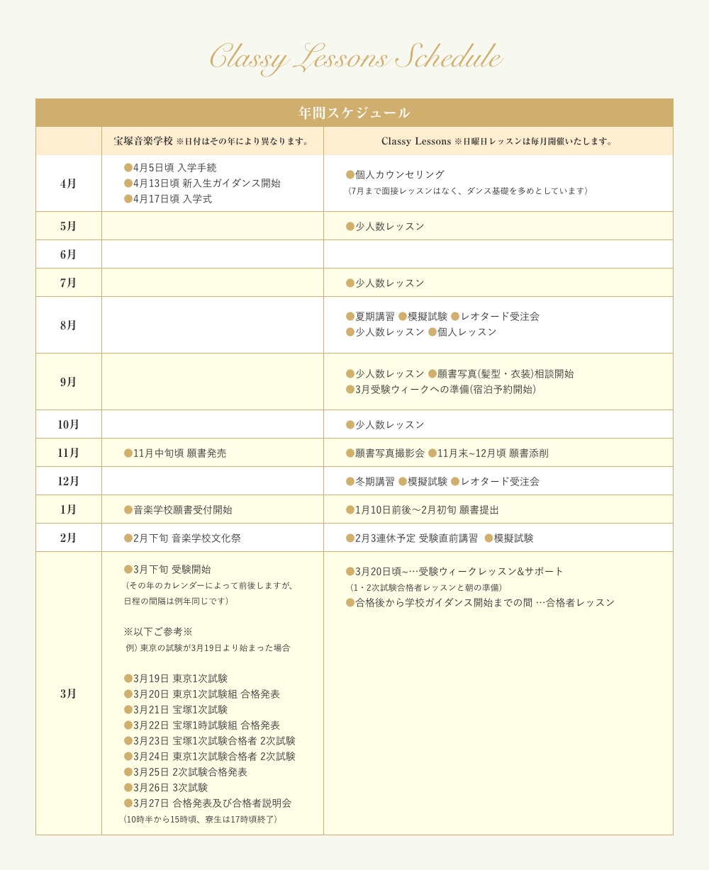 Classy Members Schedule